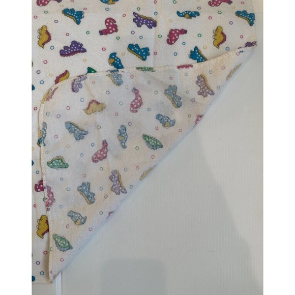 Vtg Dinosaur Dino Multicolor Hospital Flannel Baby Newborn Swaddle Blanket - Picture 3 of 7